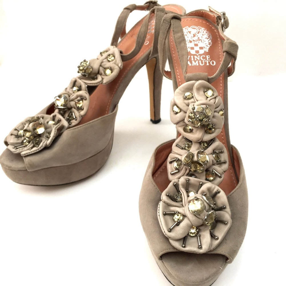 Vince Camuto Suede & Rhinestone Heels